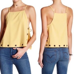 Free People Side Tie Eyelet Yellow Tank Top